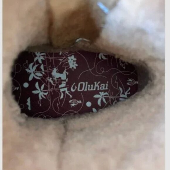 OluKai Pa'ina Hulu Shearling Suede Boots Size 8 Tan Short Zip Waterproof Cozy - Picture 8 of 9